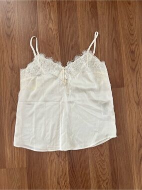 Abercrombie & Fitch Ivory Lace-Trim Satin Tank